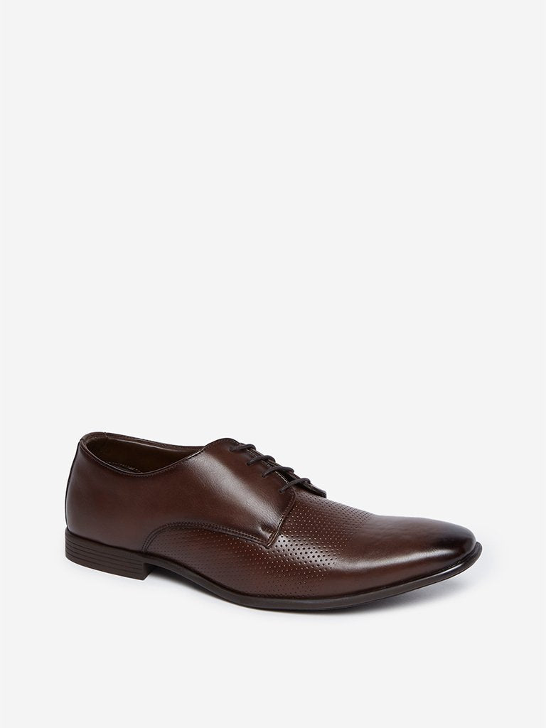 SOLEPLAY Brown Faux-Leather Derby Shoes