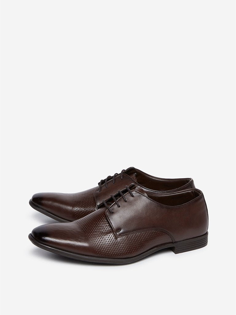 SOLEPLAY Brown Faux-Leather Derby Shoes