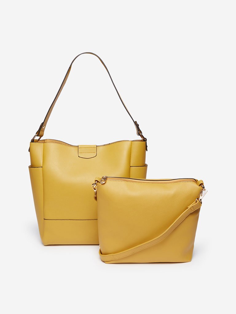 LOV Mustard Alice Hobo Tote Bag With Pouch