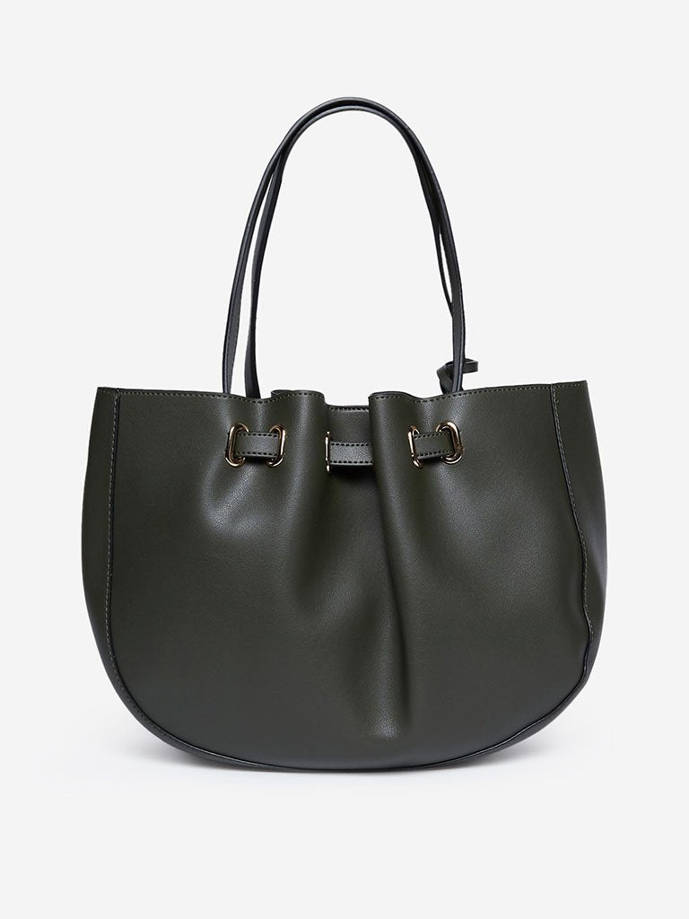 LOV Olive Daisy Bucket Bag With Pouch