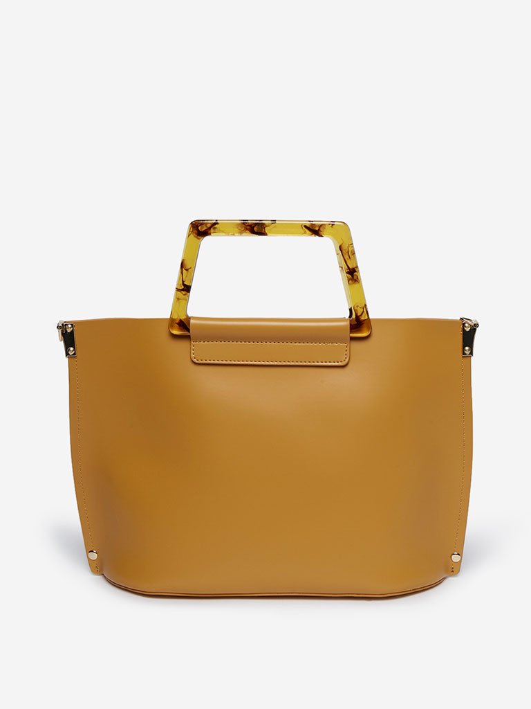 LOV Mustard Tote Bag With Pouch