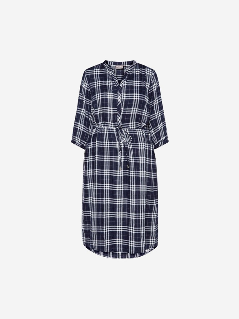 Gia Curve Navy Checkered Dress