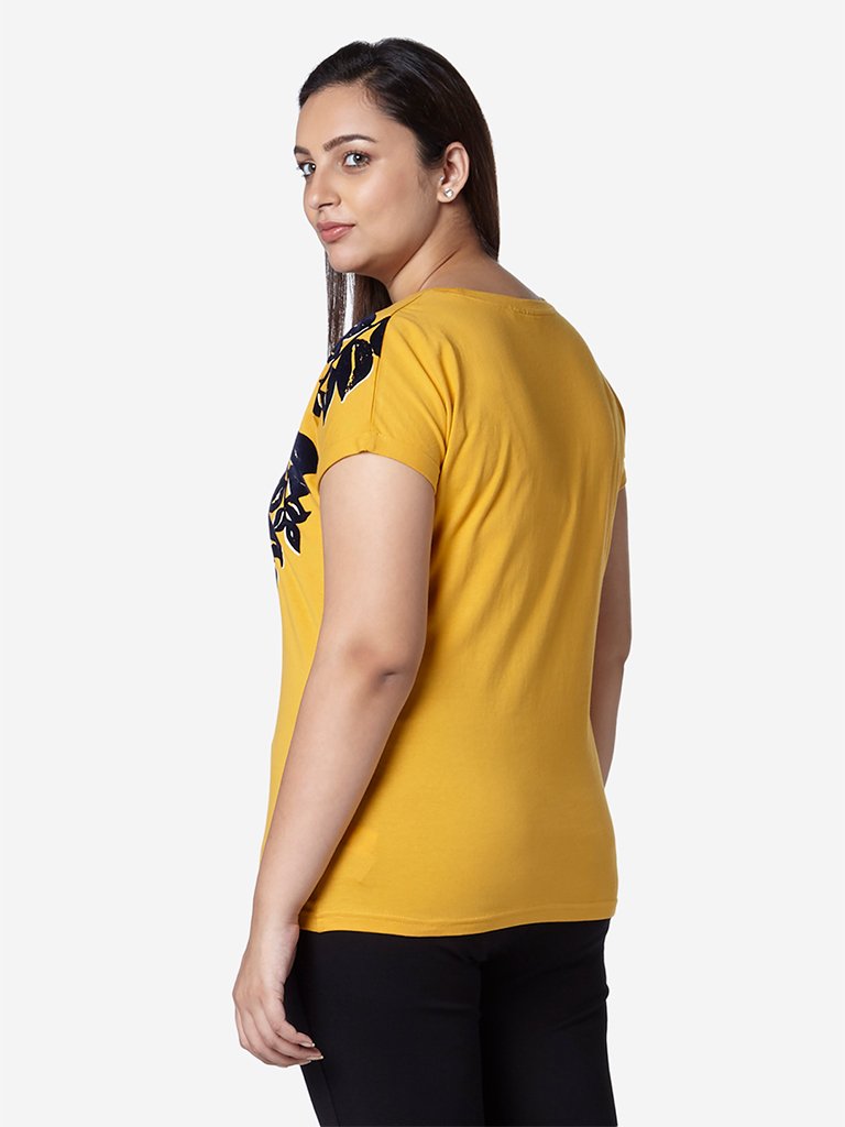 Gia Curve Mustard Floral Print Bella T-Shirt