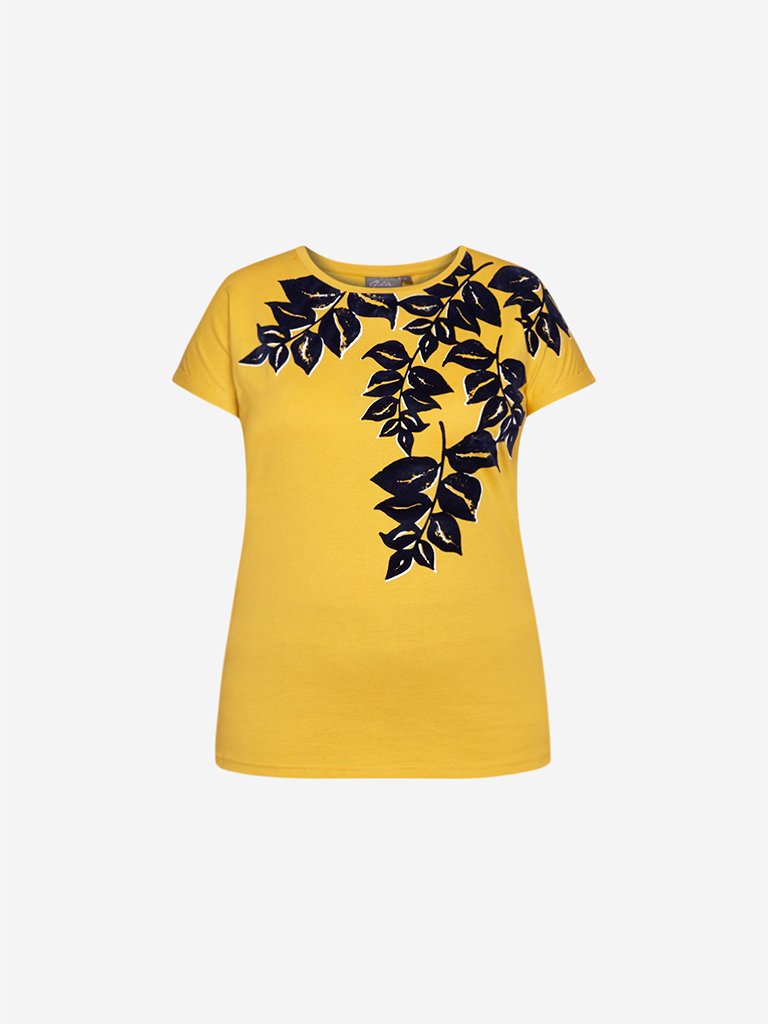 Gia Curve Mustard Floral Print Bella T-Shirt