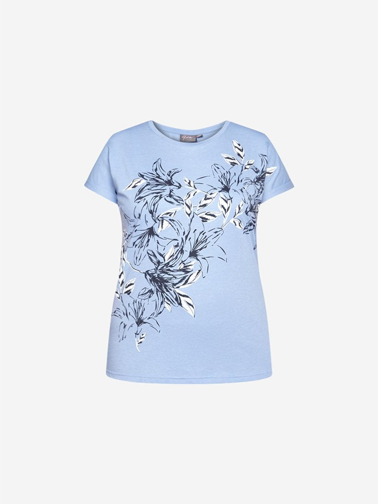 Gia Curve Light-Blue Floral Print Bella T-Shirt