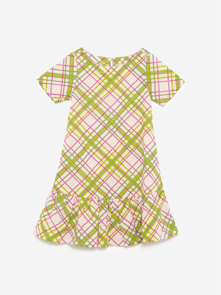 Utsa Kids Multicolour Checked A-Line Dress