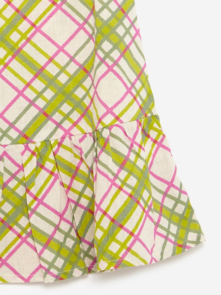 Utsa Kids Multicolour Checked A-Line Dress