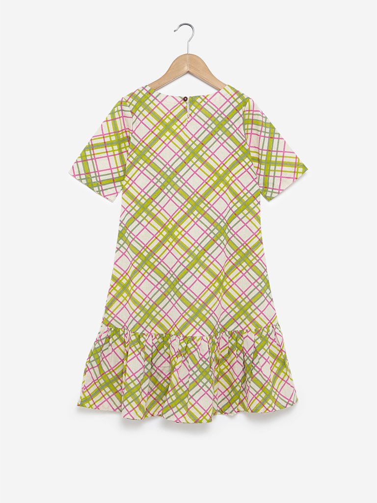 Utsa Kids Multicolour Checked A-Line Dress
