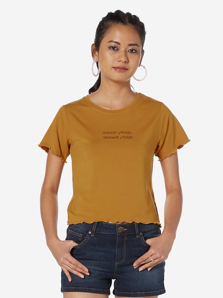 Nuon Mustard Crewneck T-Shirt
