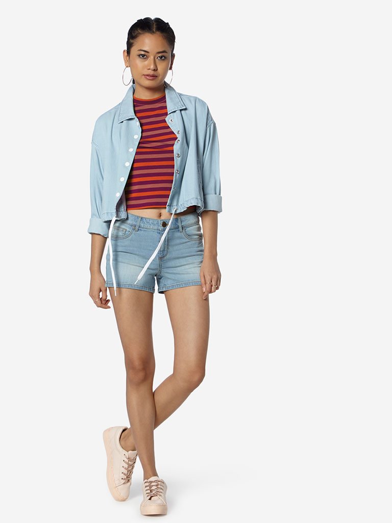 Nuon Multicolour Striped Adora Crop T-Shirt