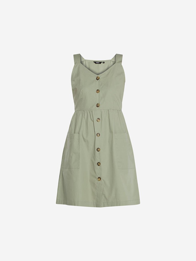 Nuon Light Green V-Neck Dress