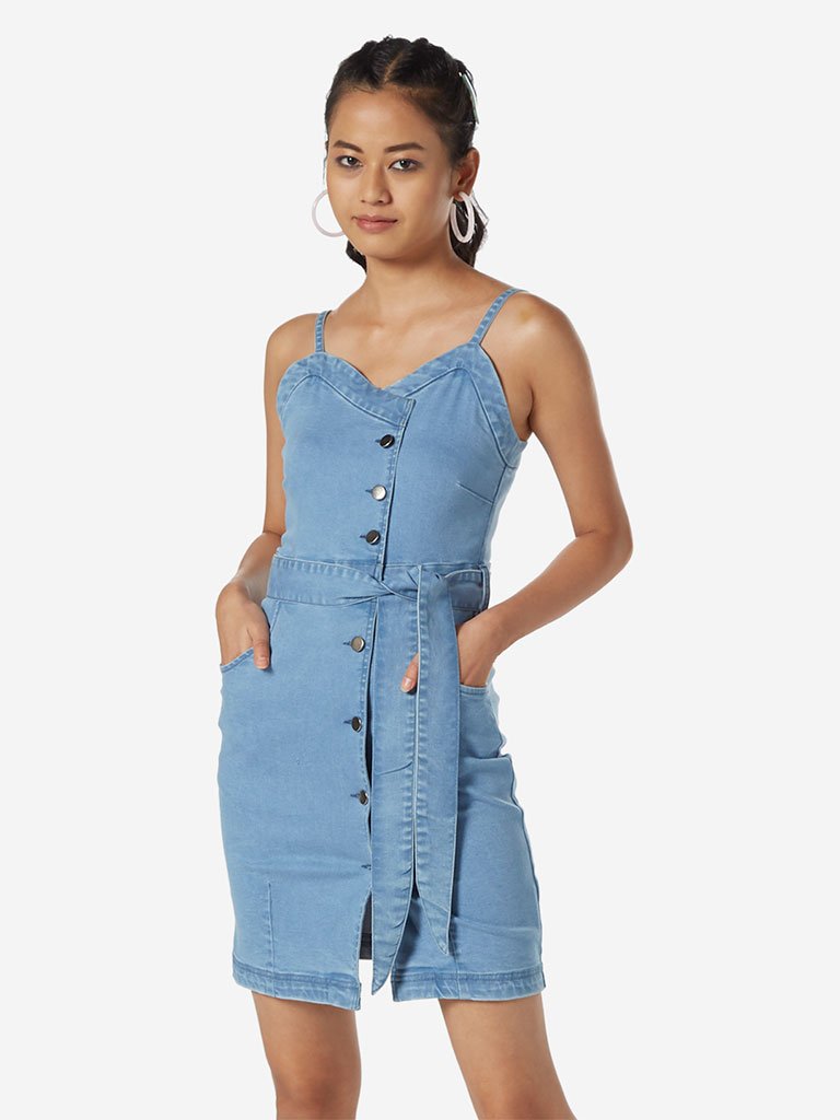 Nuon Blue Denim Libra Dress With Belt
