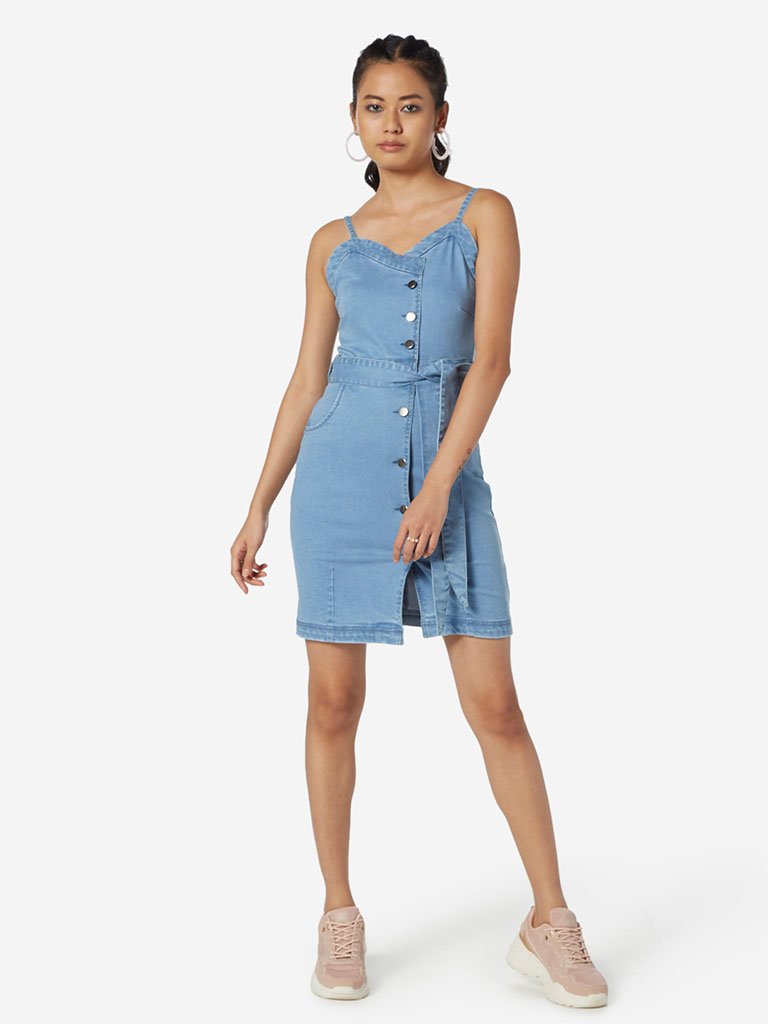 Nuon Blue Denim Libra Dress With Belt