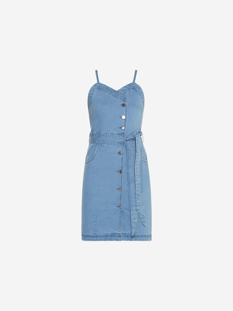 Nuon Blue Denim Libra Dress With Belt
