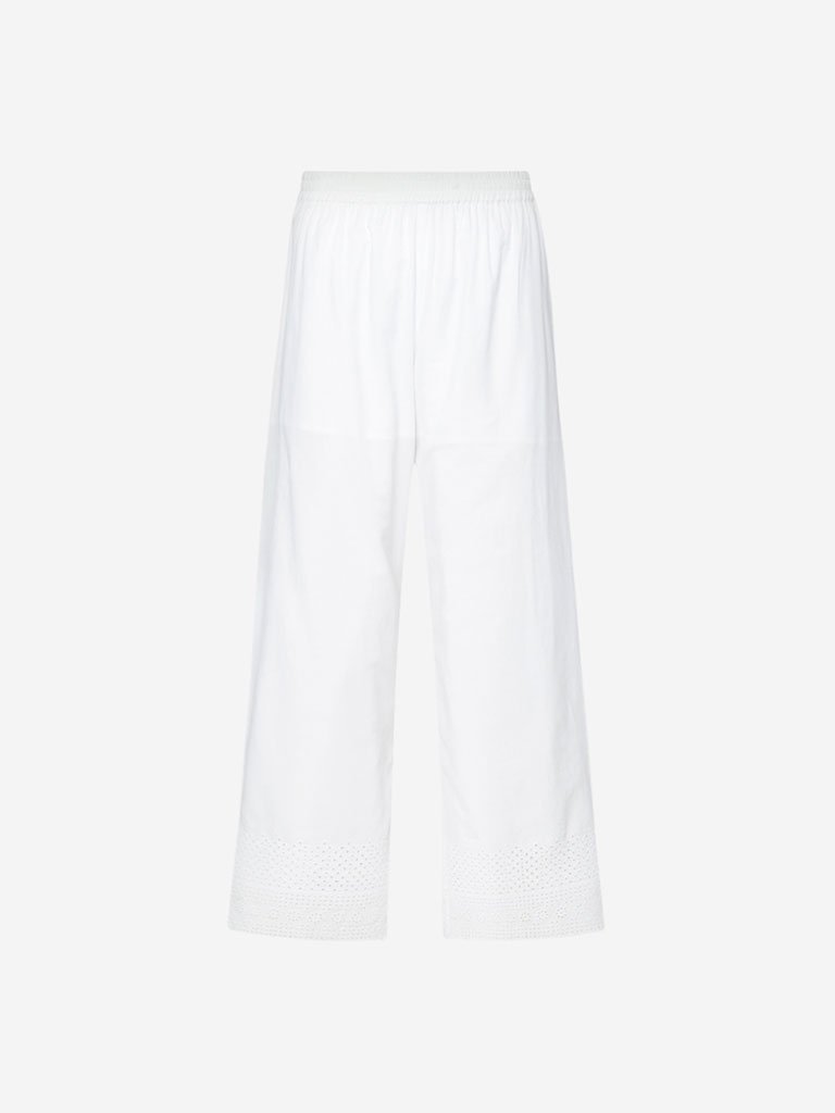 Zuba White Cut-Out Design Palazzos