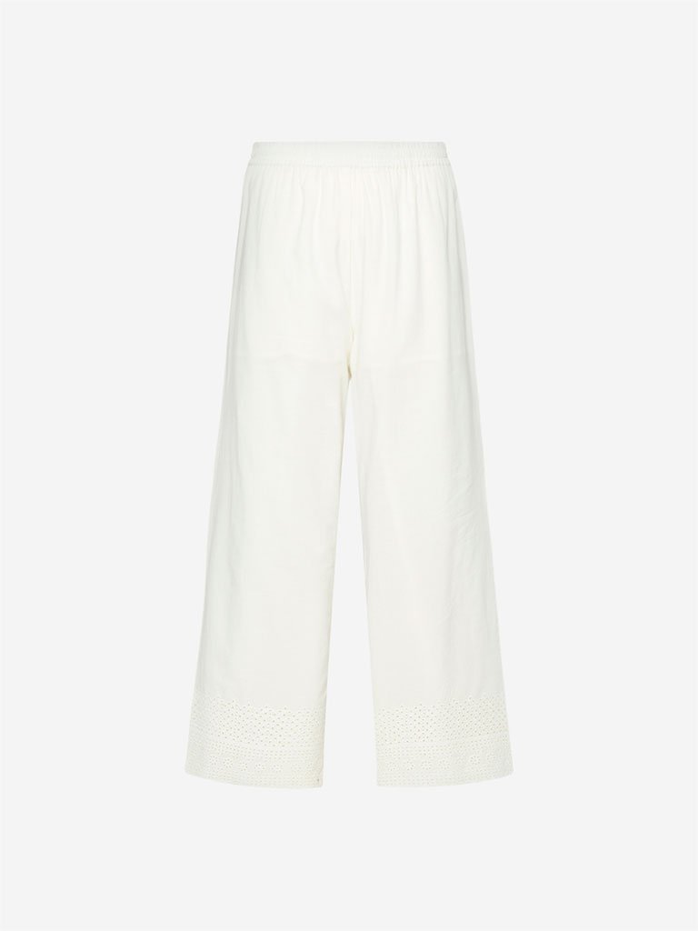 Zuba Off White Cut-Out Design Palazzos