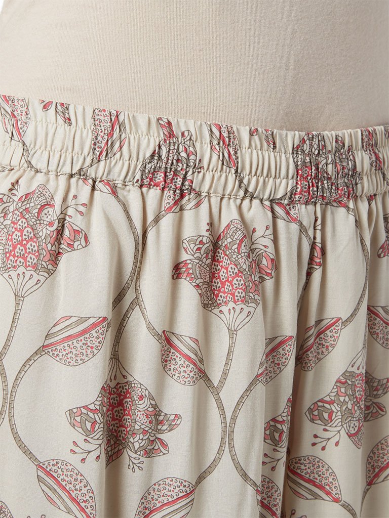 Zuba Light Grey Floral Flared Palazzos