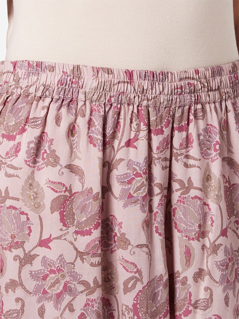 Zuba Lilac Floral Patterned Palazzos