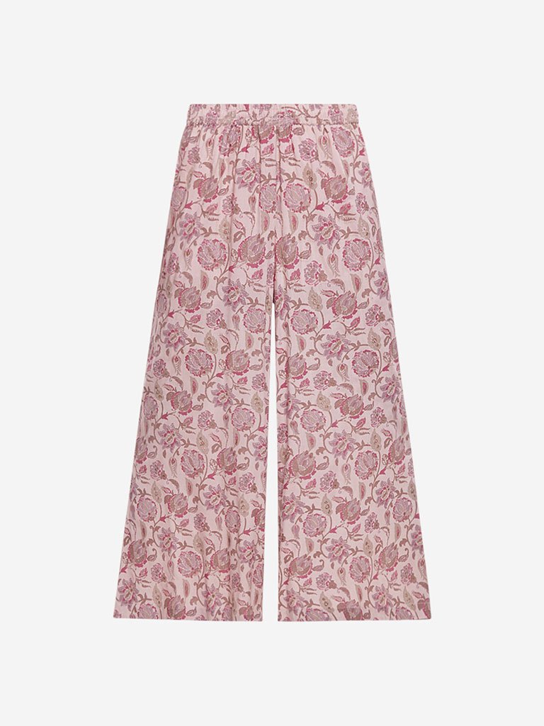 Zuba Lilac Floral Patterned Palazzos