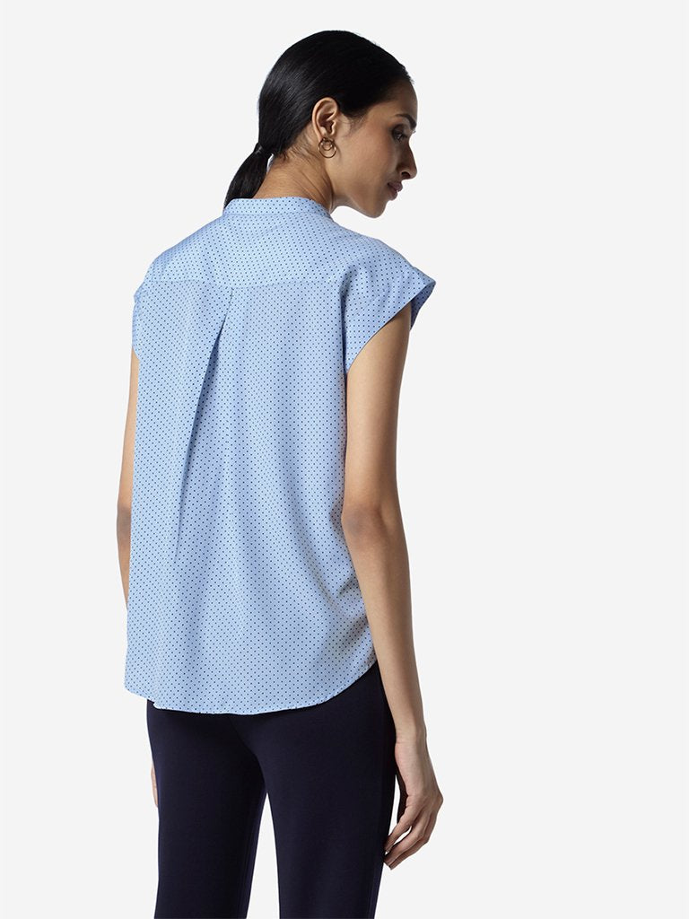 Wardrobe Light Blue Dotted Tessa High-Low Top