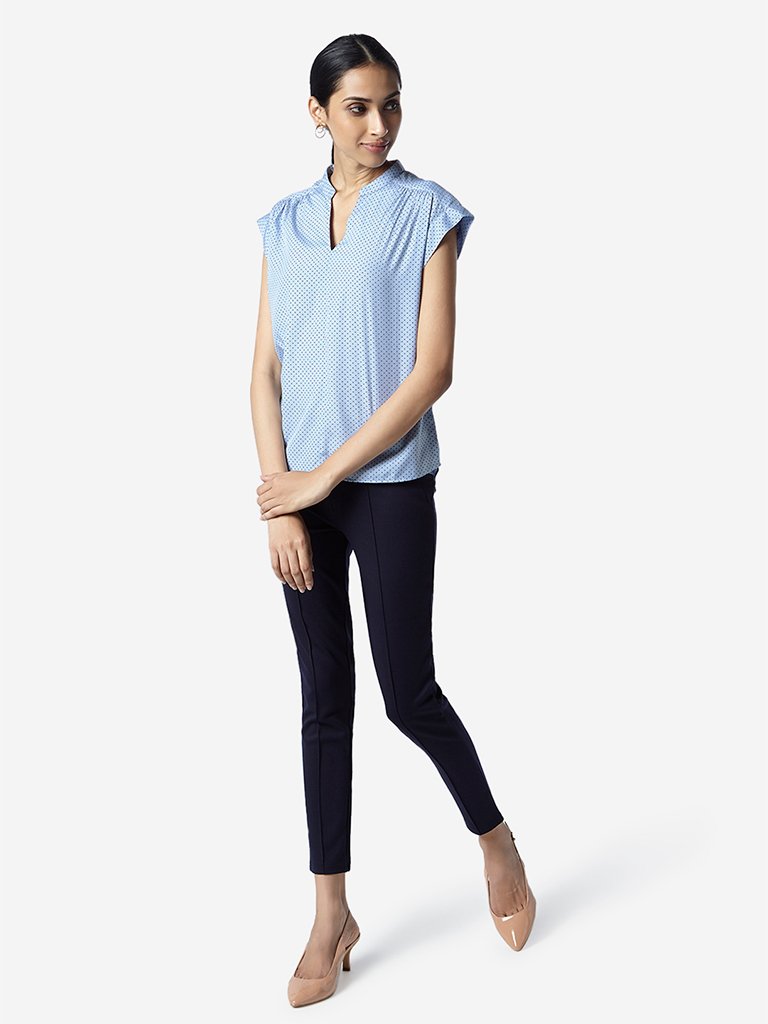 Wardrobe Light Blue Dotted Tessa High-Low Top