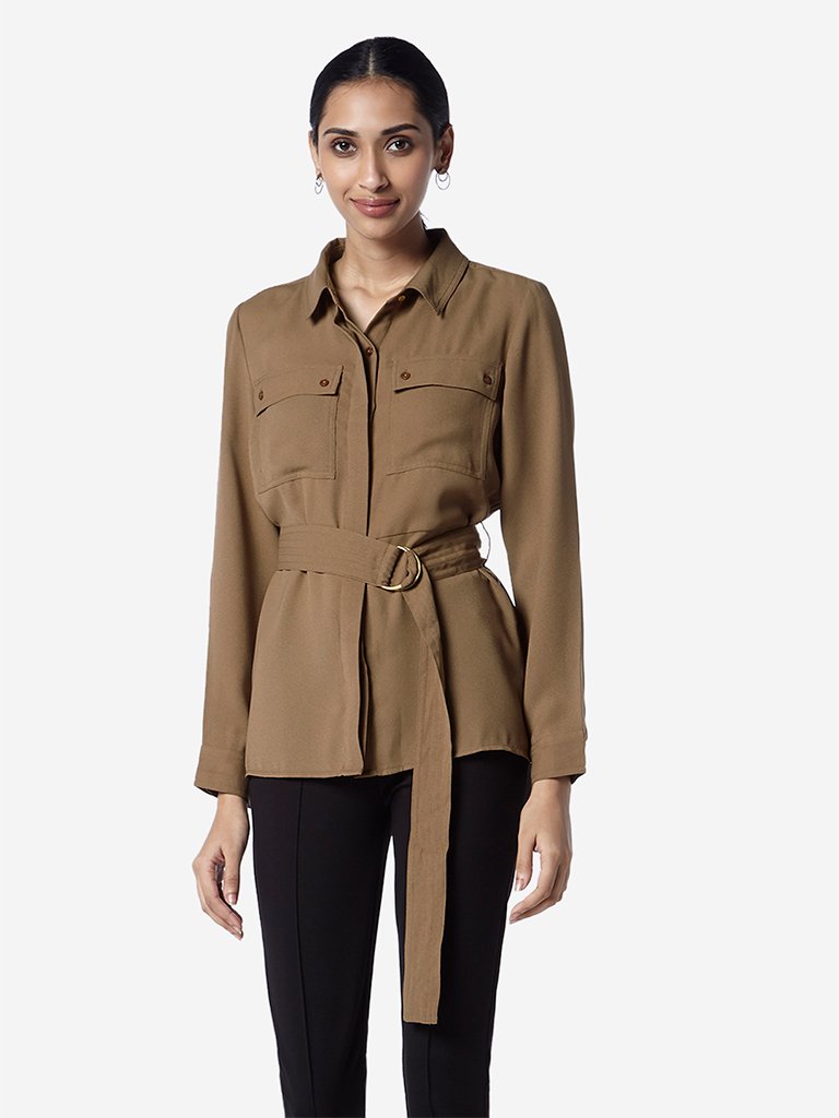 Wardrobe Brown Shirt With Belt
