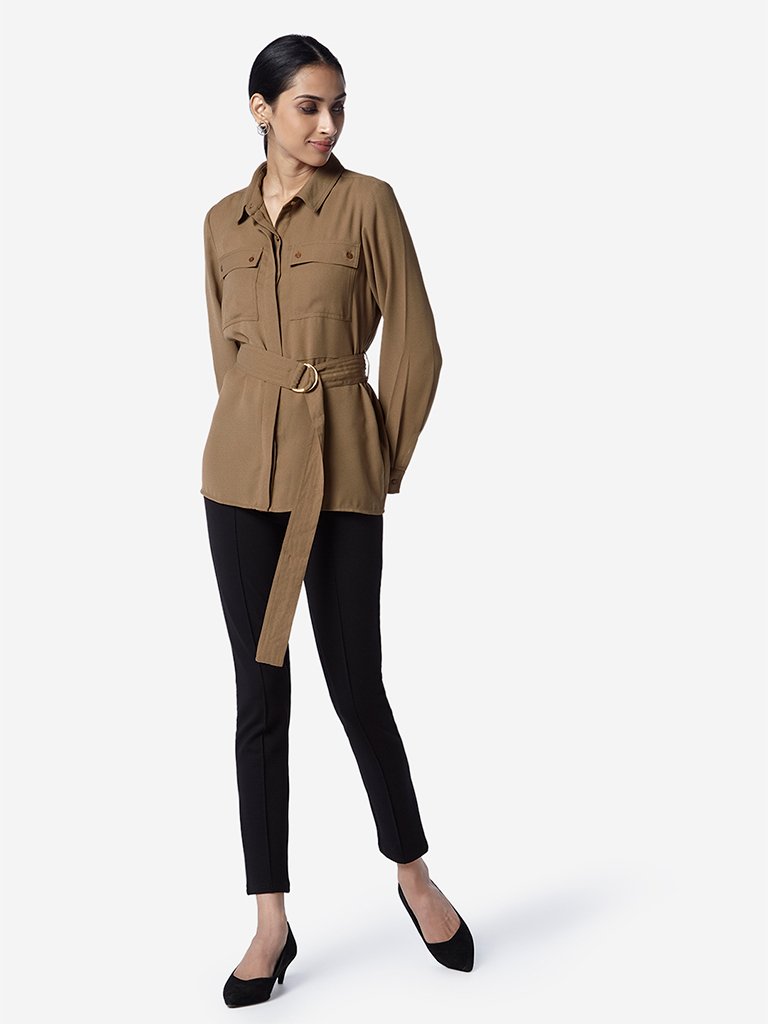 Wardrobe Brown Shirt With Belt