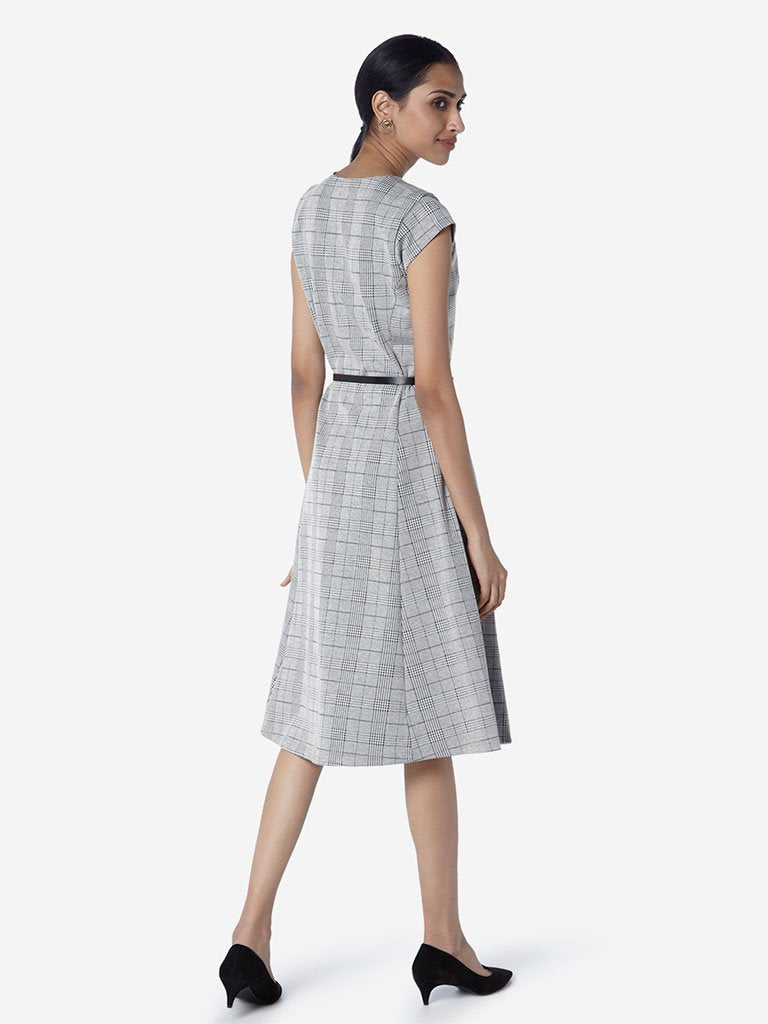 Wardrobe Grey Checkered Dress With Belt