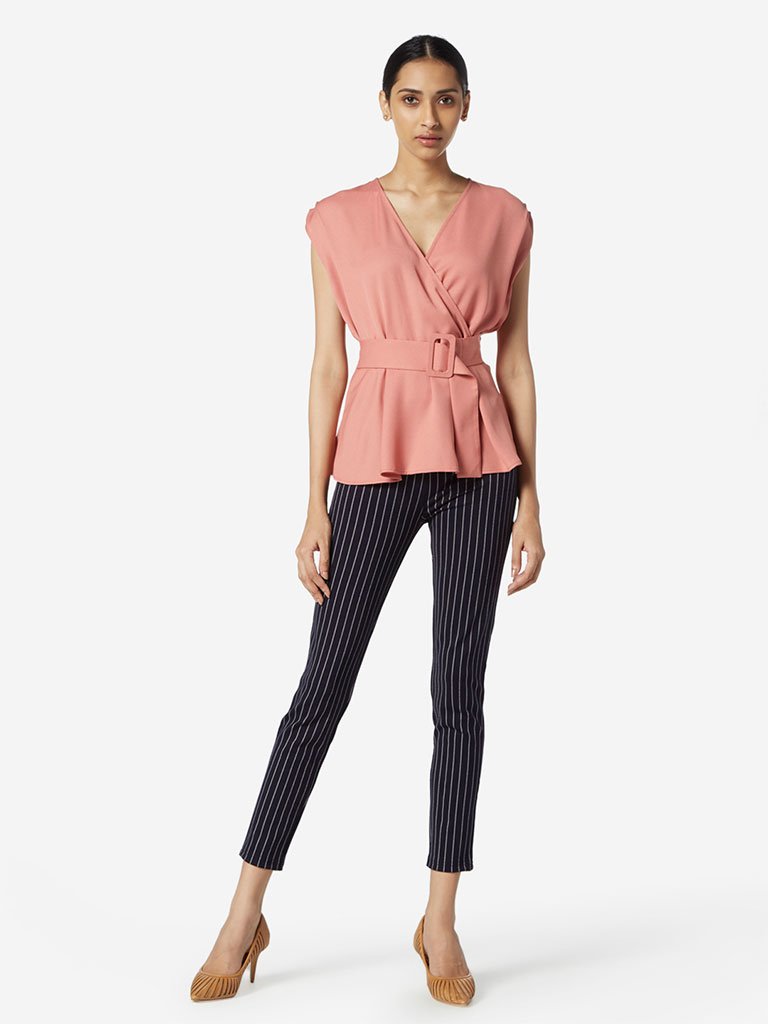 Wardrobe Dark Navy Striped Athena Trousers