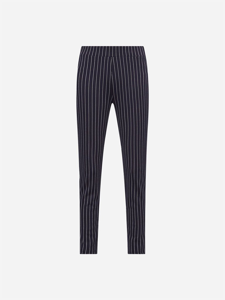 Wardrobe Dark Navy Striped Athena Trousers