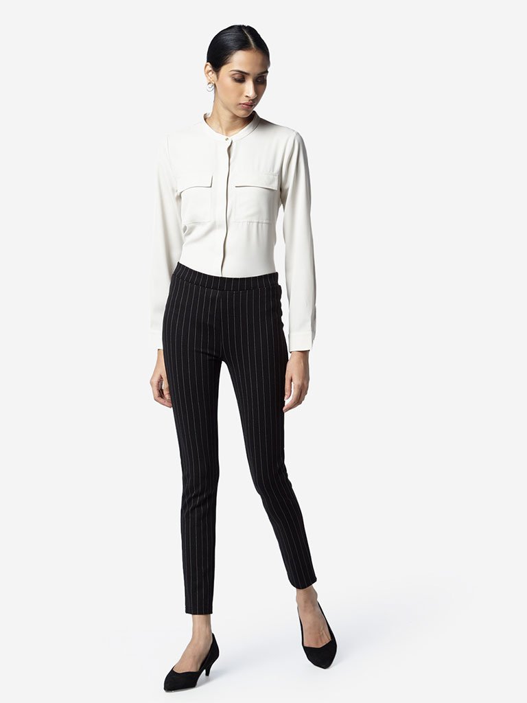 Wardrobe Black Striped Athena Pointe Pants