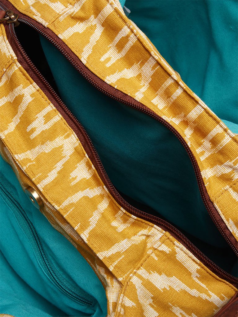 Westside Mustard Ikat Patterned Simone Tote Bag