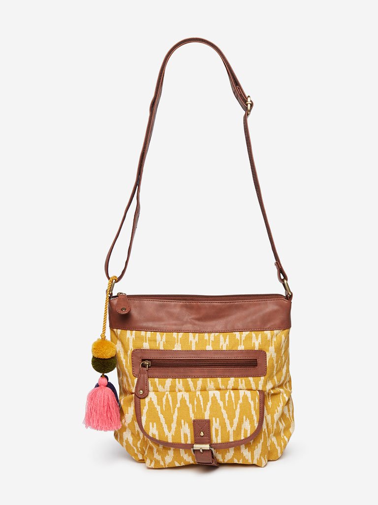 Westside Mustard Ikat Patterned Stella Sling Bag