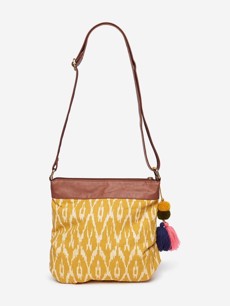 Westside Mustard Ikat Patterned Stella Sling Bag
