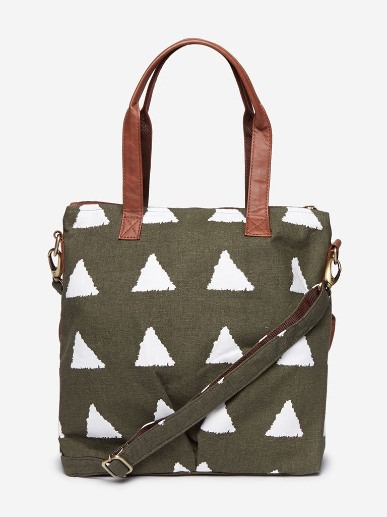 Westside Olive Triangle Patterned Tote Bag