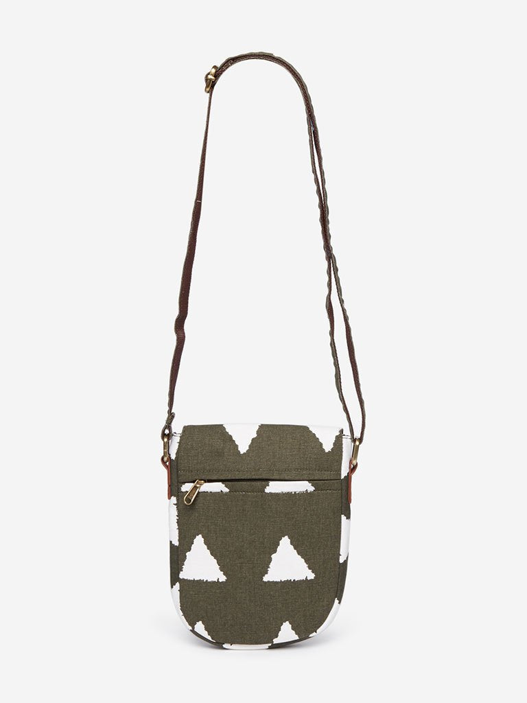 Westside Olive Triangle Print Sling Bag