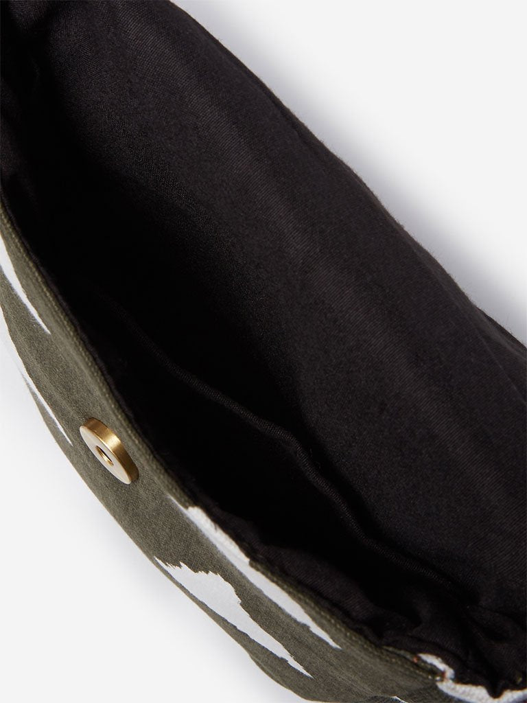 Westside Olive Triangle Print Sling Bag