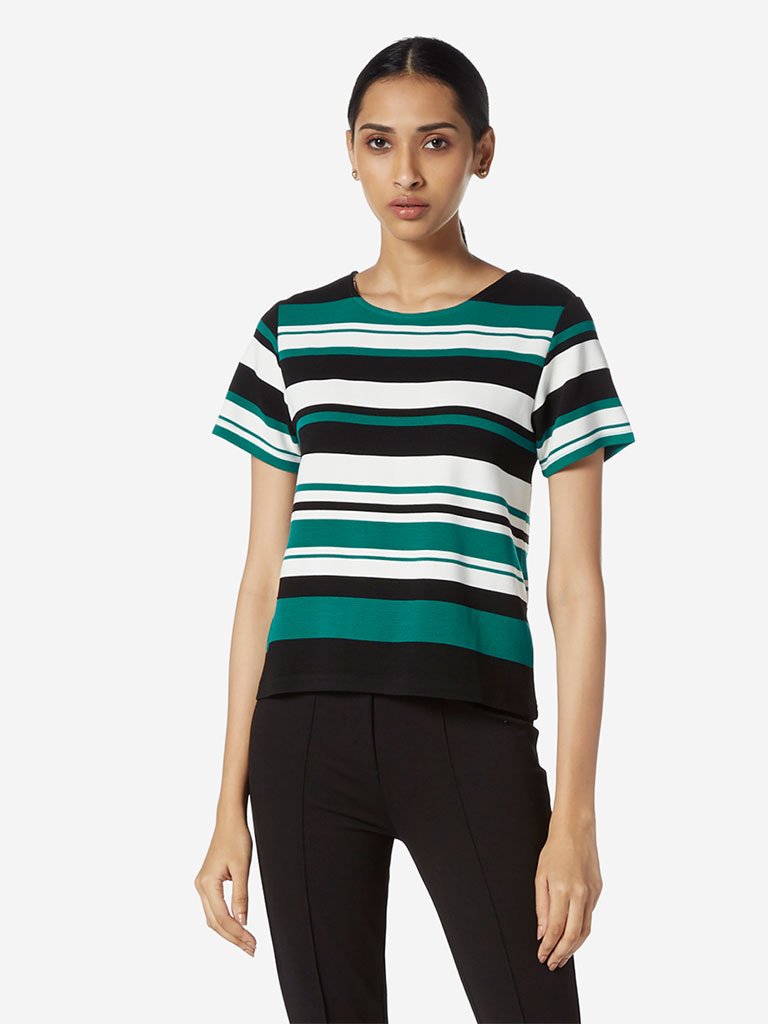 Wardrobe Green Striped Posh Top