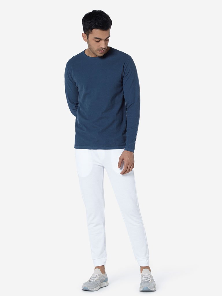 ETA White Self-Textured Slim-Fit Joggers