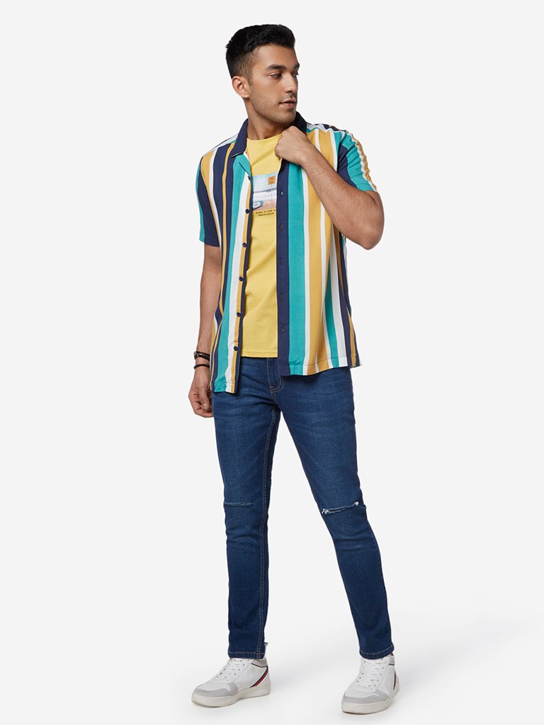 Nuon Yellow Printed Slim Fit T-Shirt