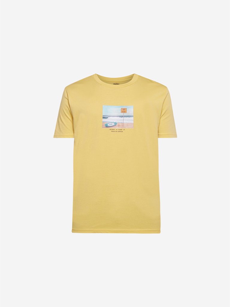 Nuon Yellow Printed Slim Fit T-Shirt