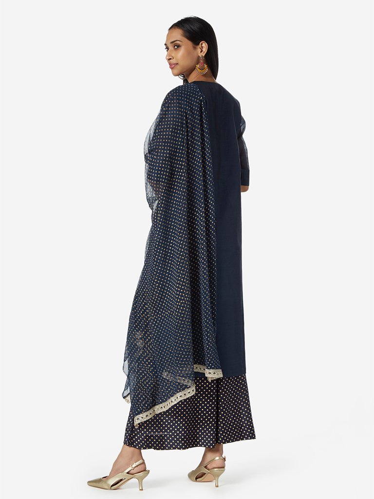 Vark Dark Indigo Kurta And Palazzos Ethnic Set
