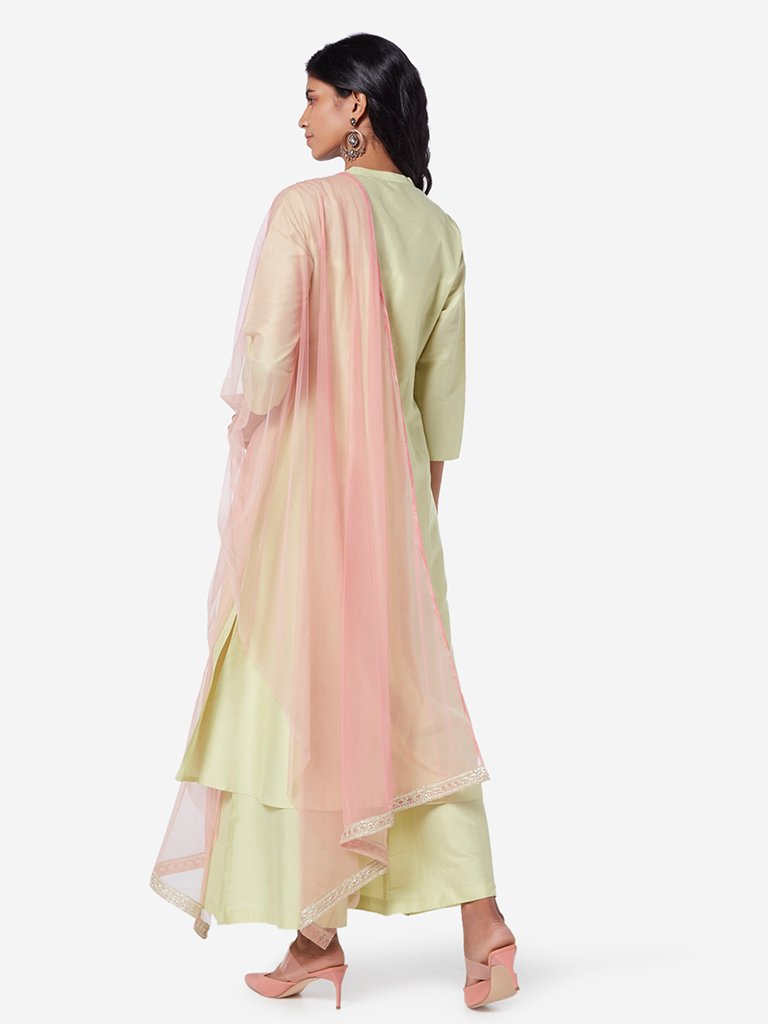 Vark Light Green A-line Kurta And Palazzos Set