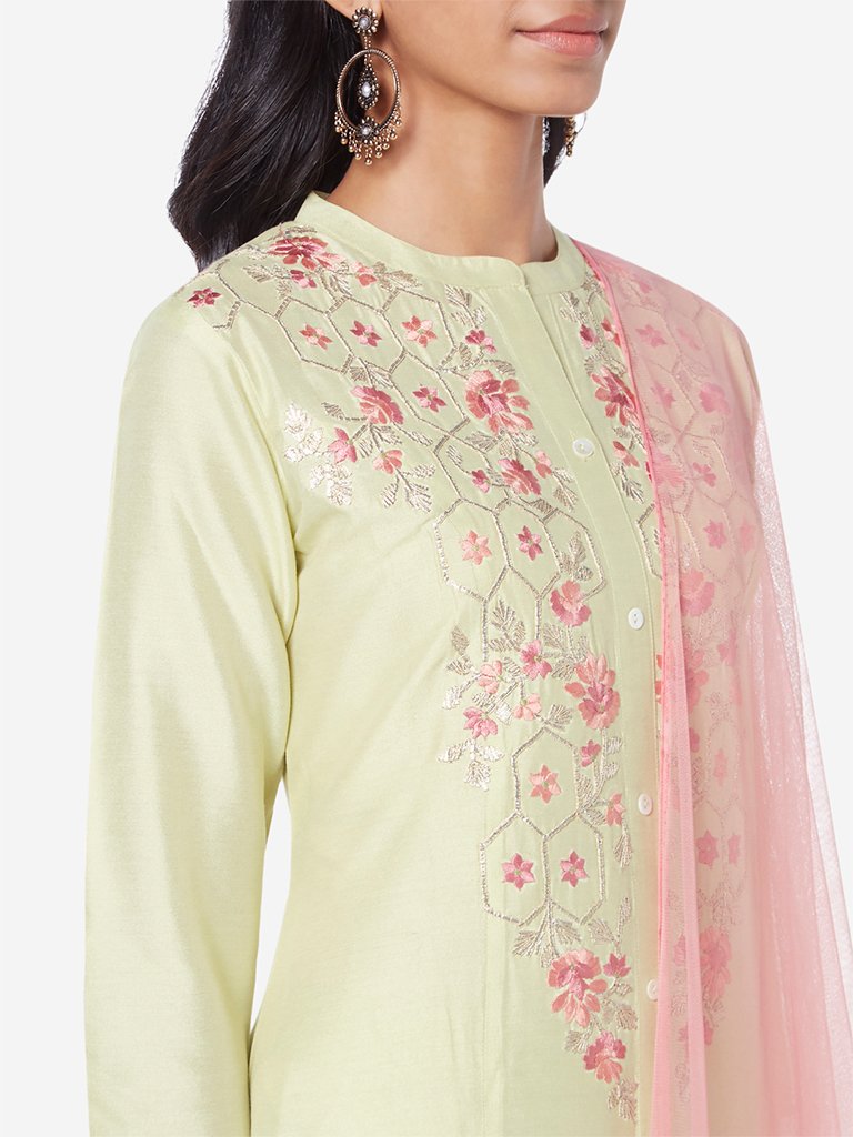 Vark Light Green A-line Kurta And Palazzos Set