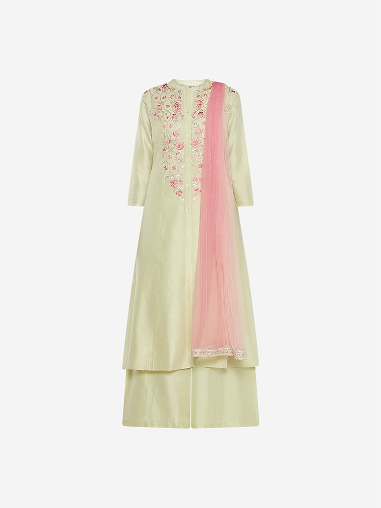 Vark Light Green A-line Kurta And Palazzos Set