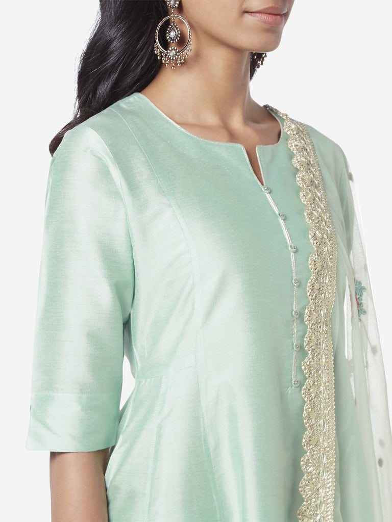 Vark Sea Green Anarkali Kurta And Dupatta Set