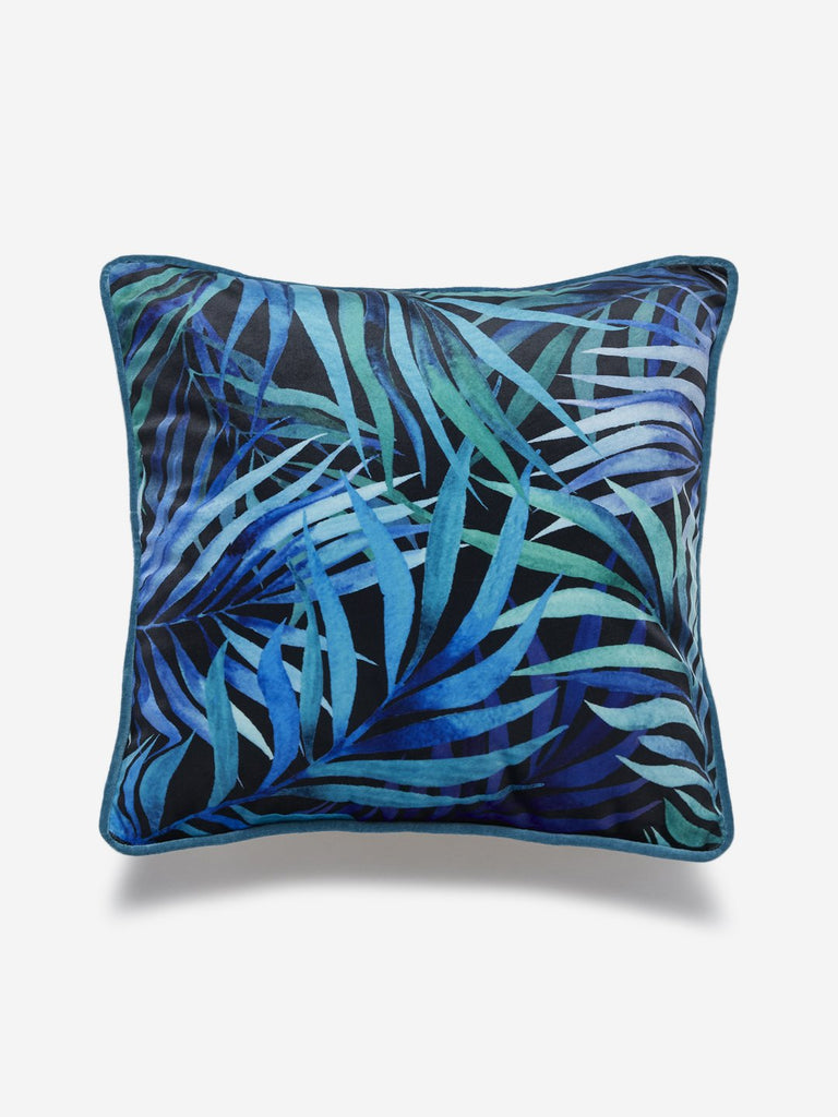 Westside Home Blue Leaf Print Cushion Cover
