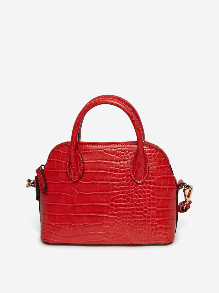 Nuon Red Croc-Textured Mini Tote