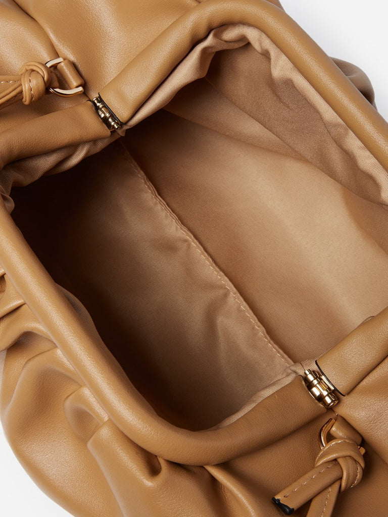 LOV Beige Ruched Clutch Sling Bag