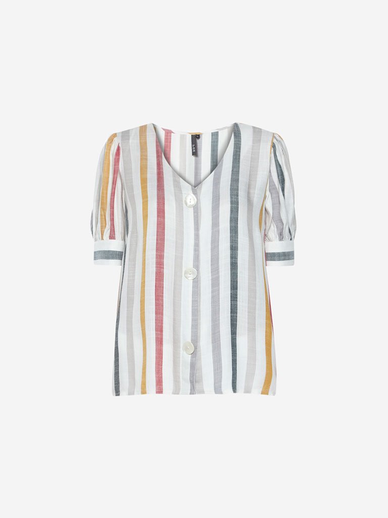 LOV Off-White Striped Jolene Top